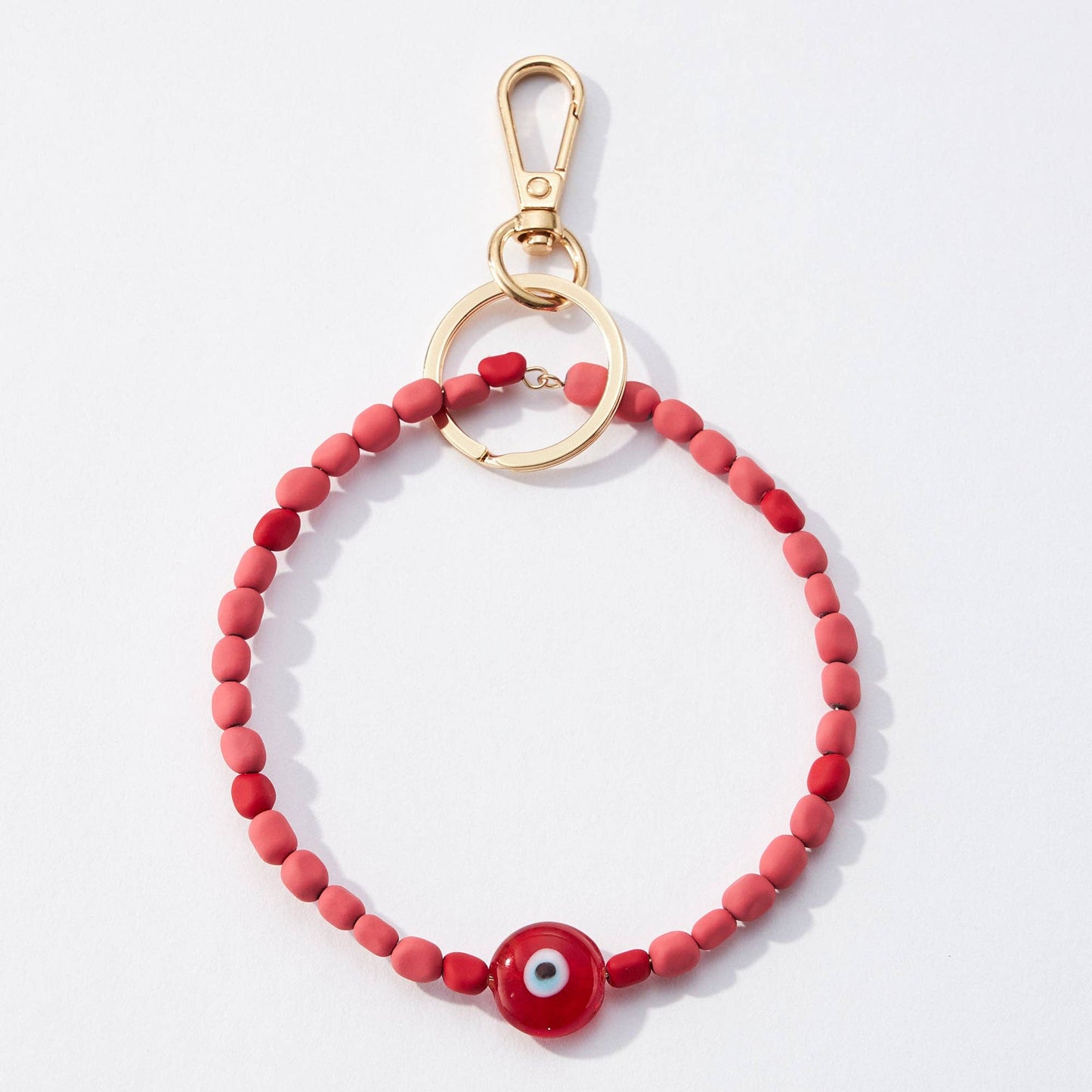 Evil Eye Silicone Coated Wristlet Keychains: GRN