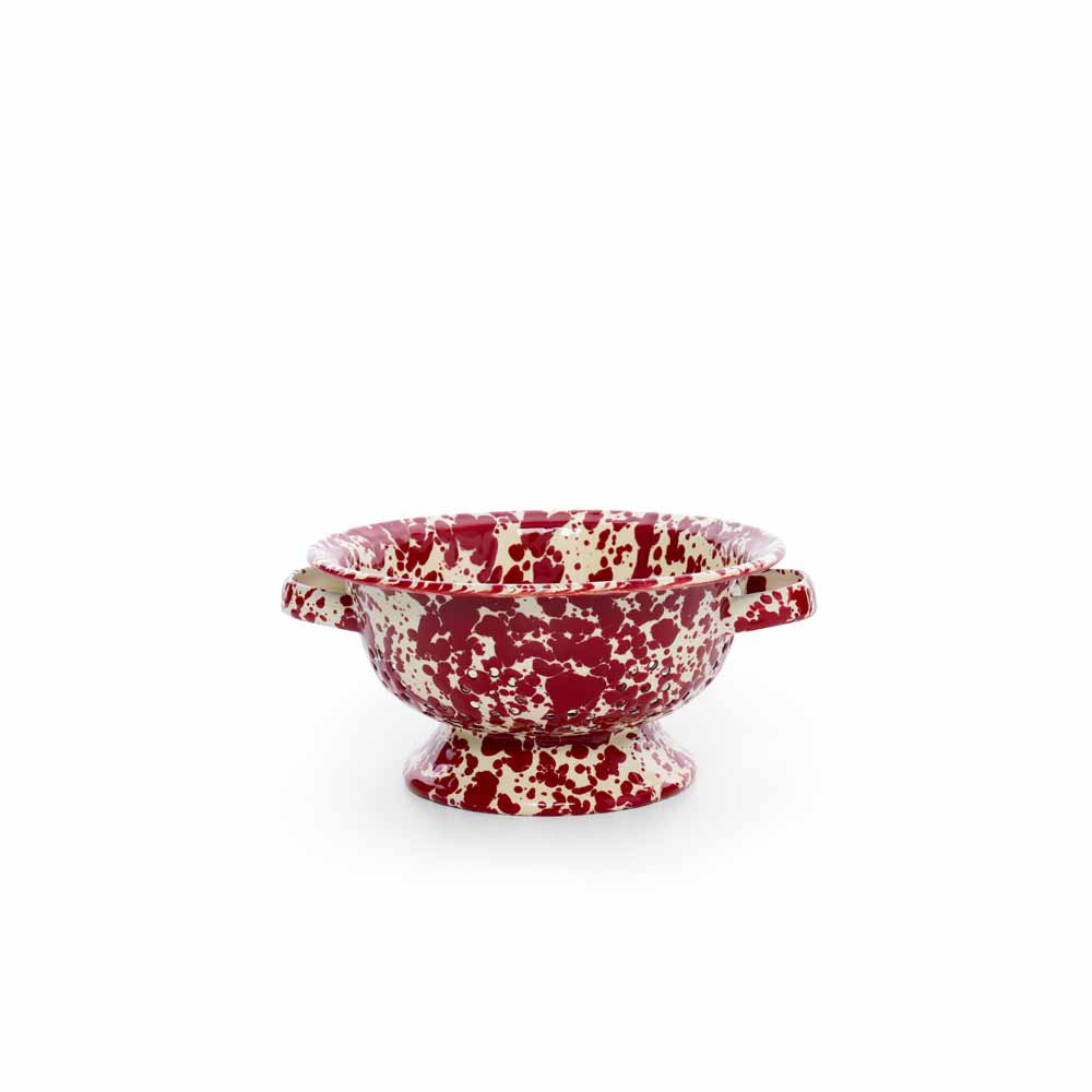 Splatter Enamelware Small Berry Colander: Turquoise Splatter
