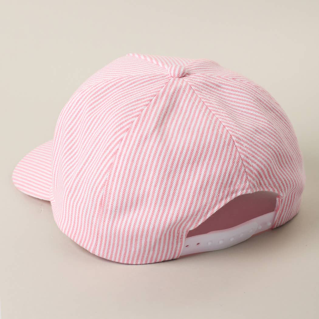 Lobster Embroidered Patch Seersucker Trucker Hat: BLUE / ONE SIZE