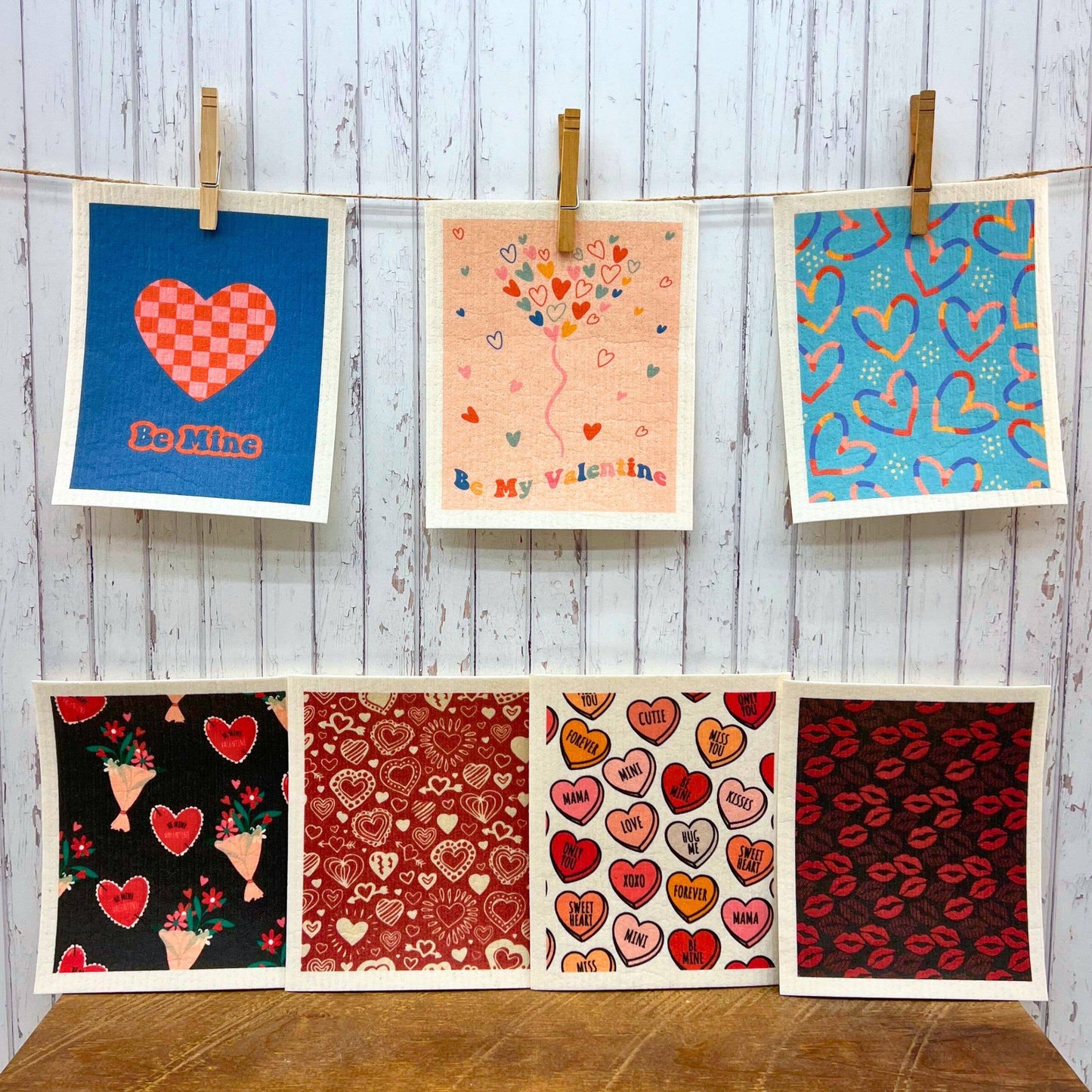 Boho Aesthetic Heart Pattern Swedish Dishcloth - Valentines