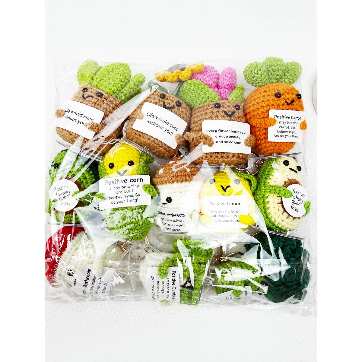 Positive Vegi and Plant Crochet Keychain : ASSORTED COLOR / ONE(12)