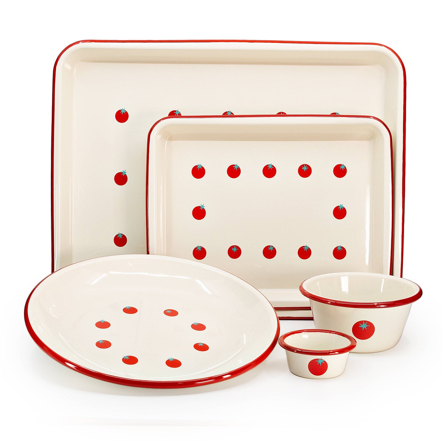 Dan Pelosi x CCH Tomato Enamelware Large Jelly Roll Tray: Red Rim