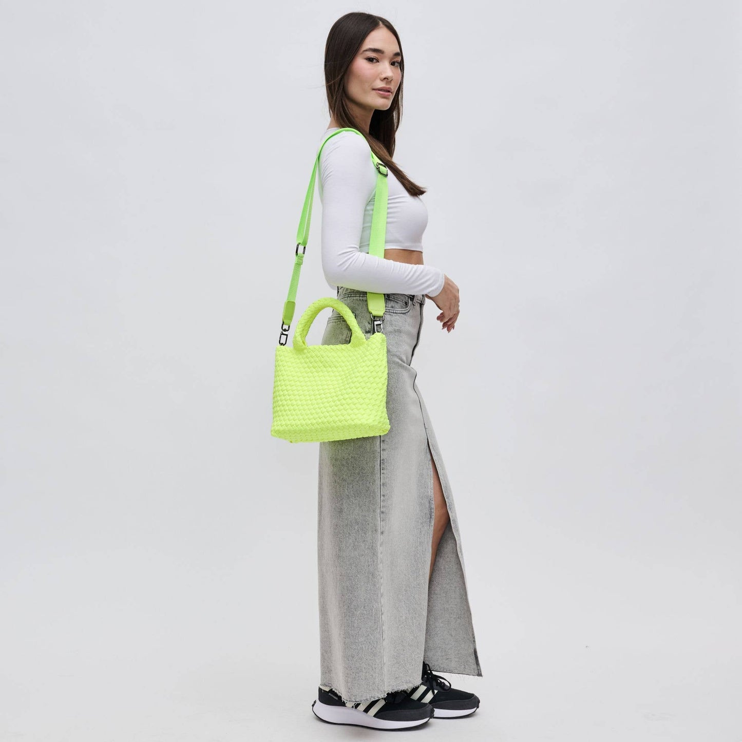 Sky's The Limit Small Woven Neoprene Crossbody: Black