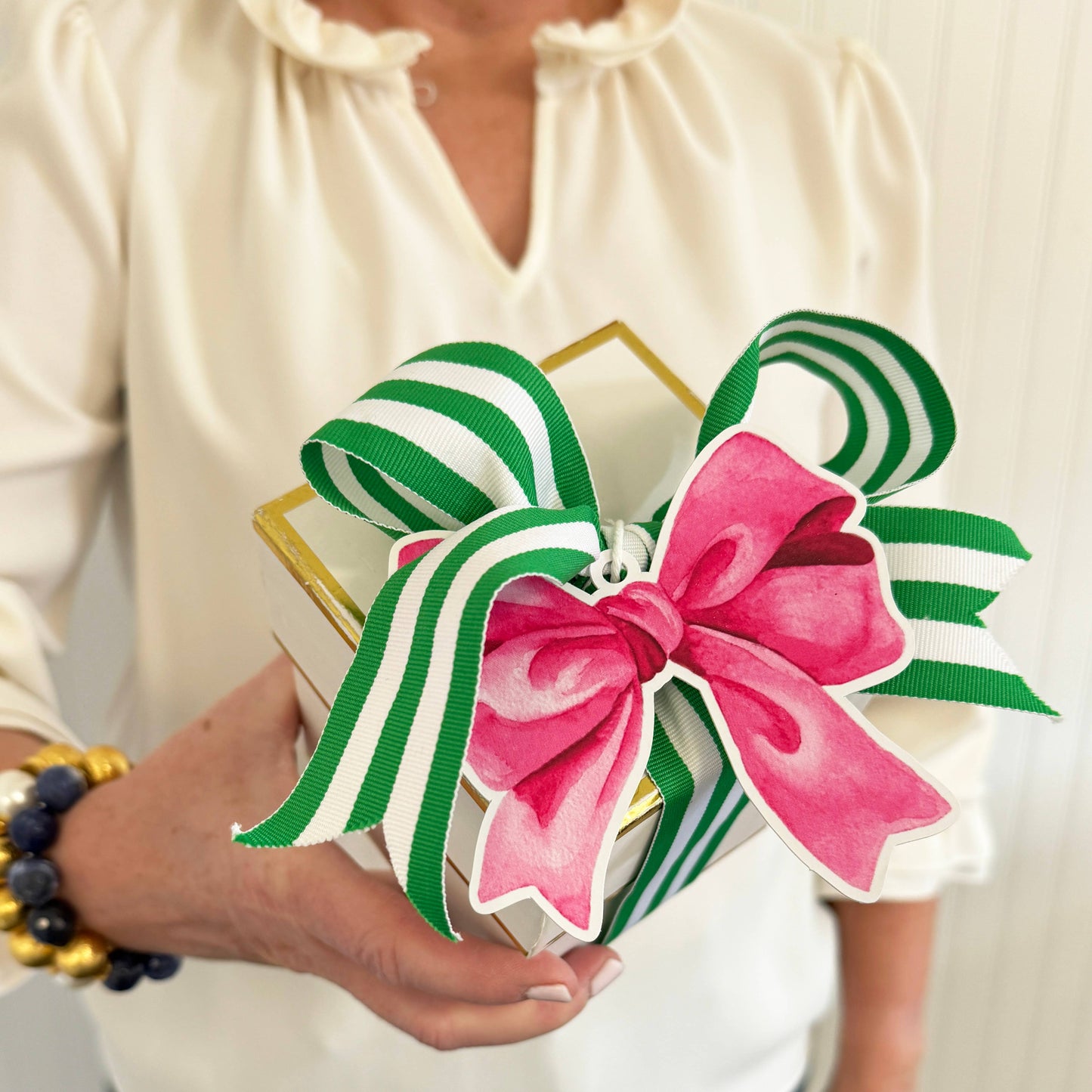In Stock Pink Bow Die-Cut Gift Tags