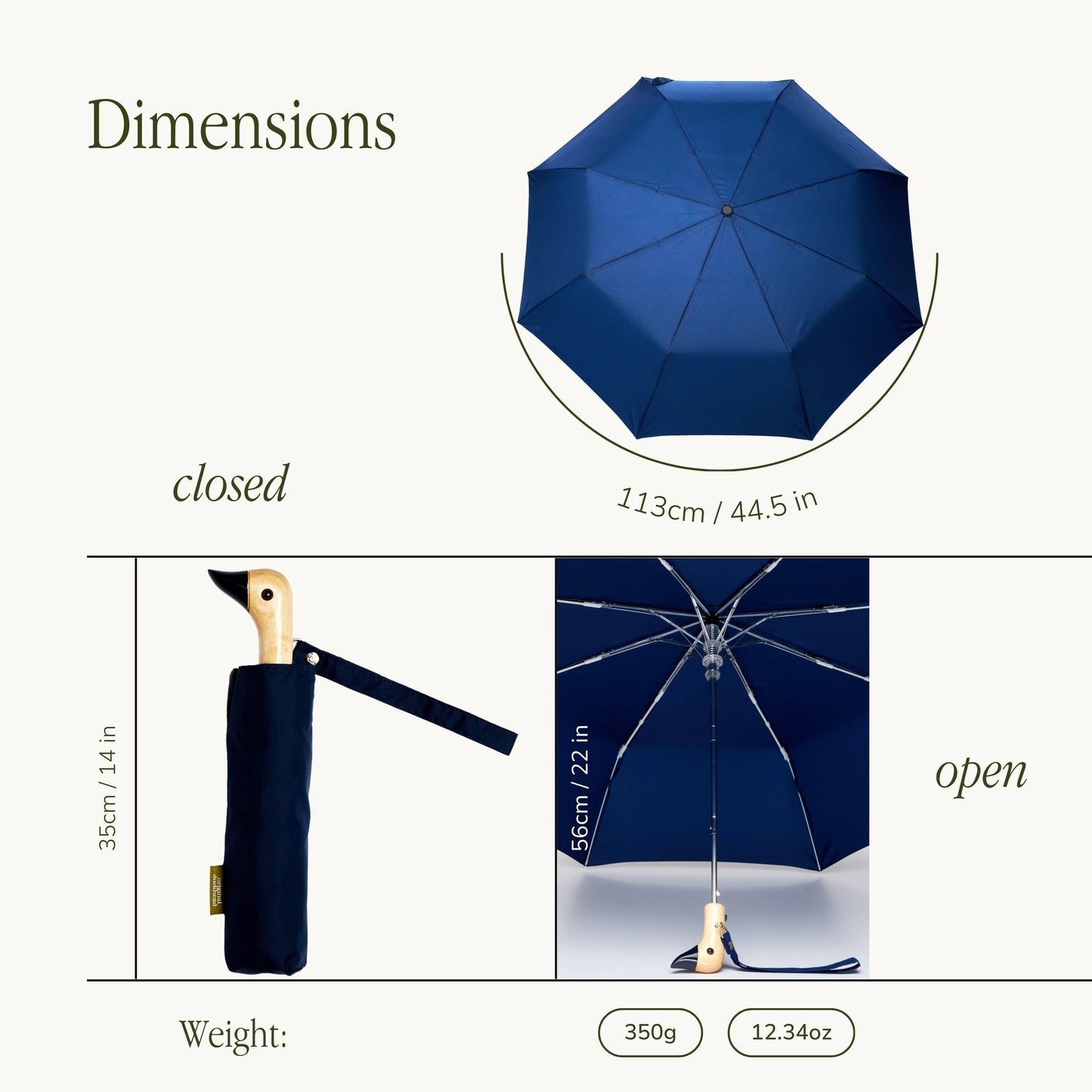 Navy Compact Eco-Friendly Original Duckhead Umbrella