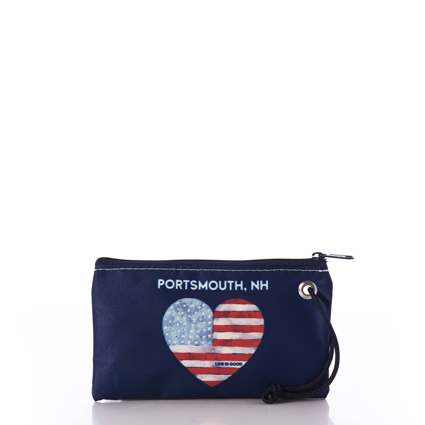 Custom Destination Flag Heart Life is Good Wristlet