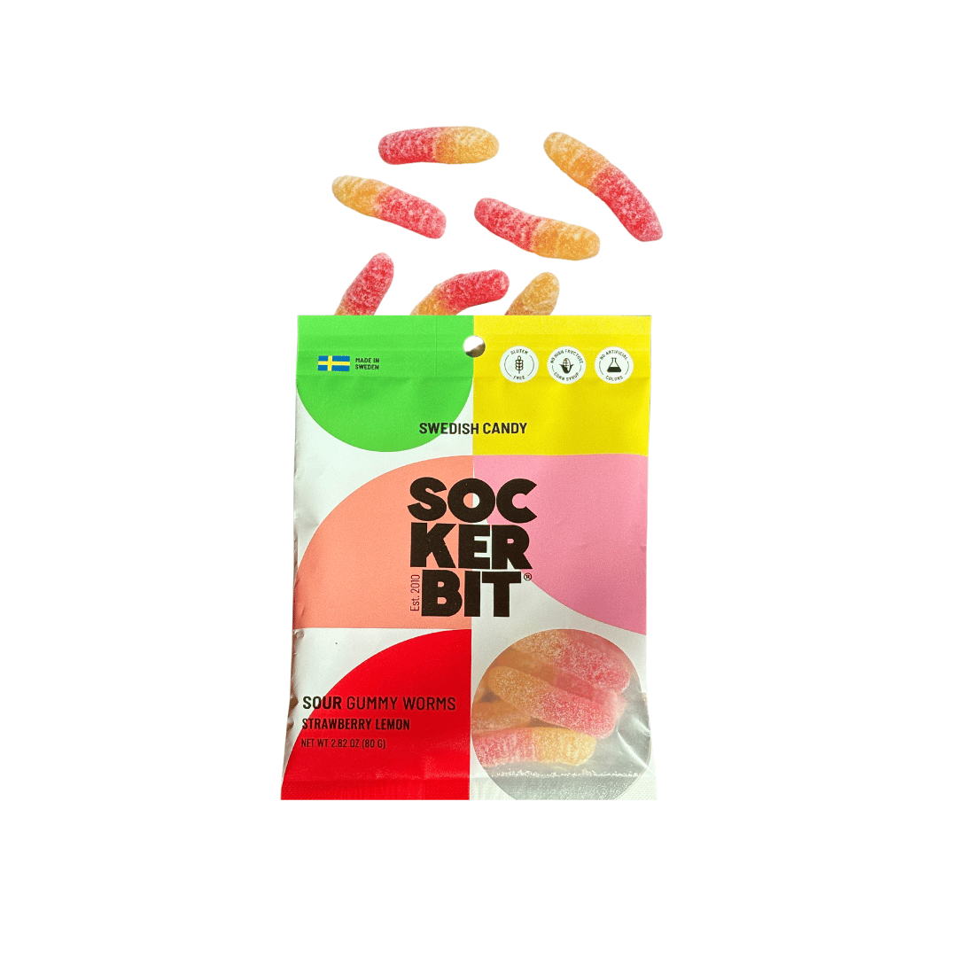Sour Gummy Worms Swedish Candy Bag 2.8oz