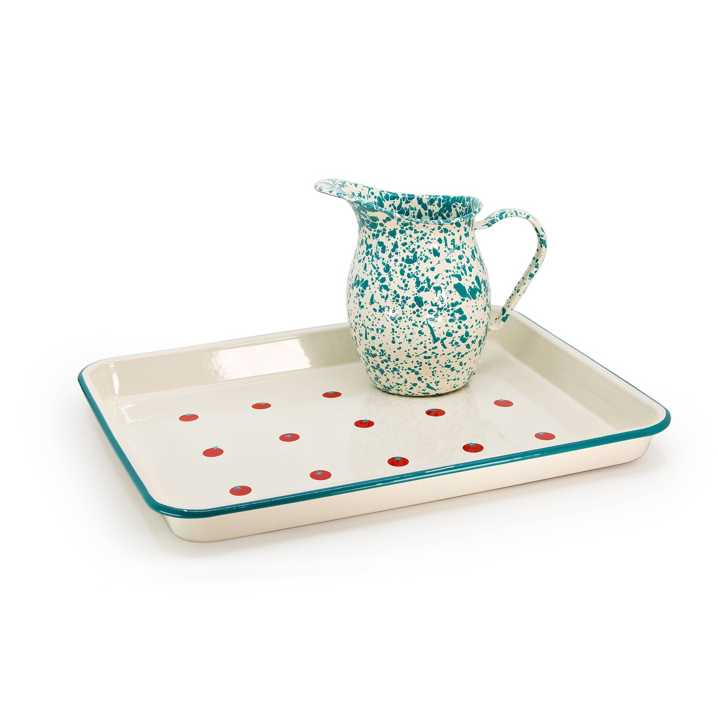 Dan Pelosi x CCH Splatter Enamelware Small Pitcher: Turquoise Rim