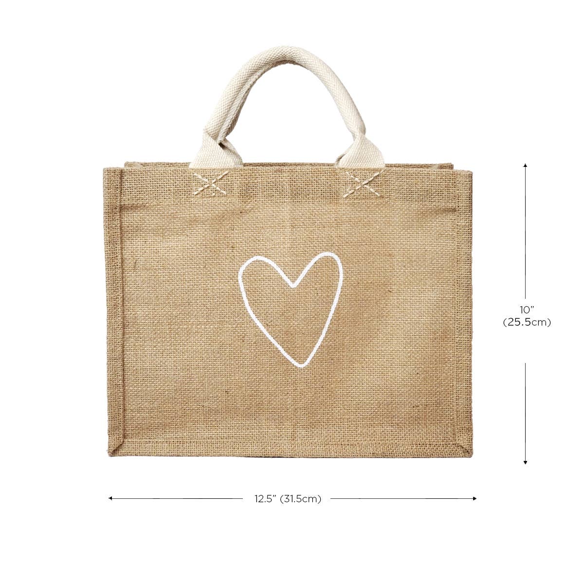 Handmade Burlap Jute Tote • Gift Bag - Love: Without Pompom