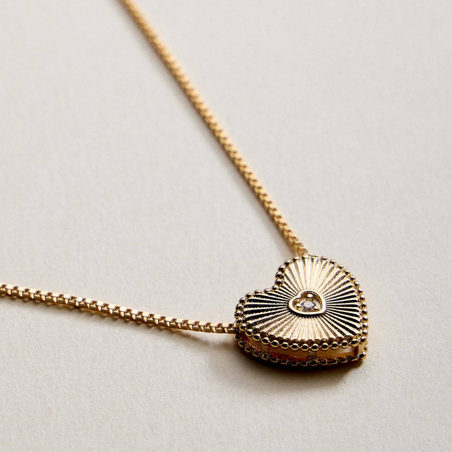 Gold Filled Heart Locket Necklace with Cubic Zirconia Accent: GD / ONE