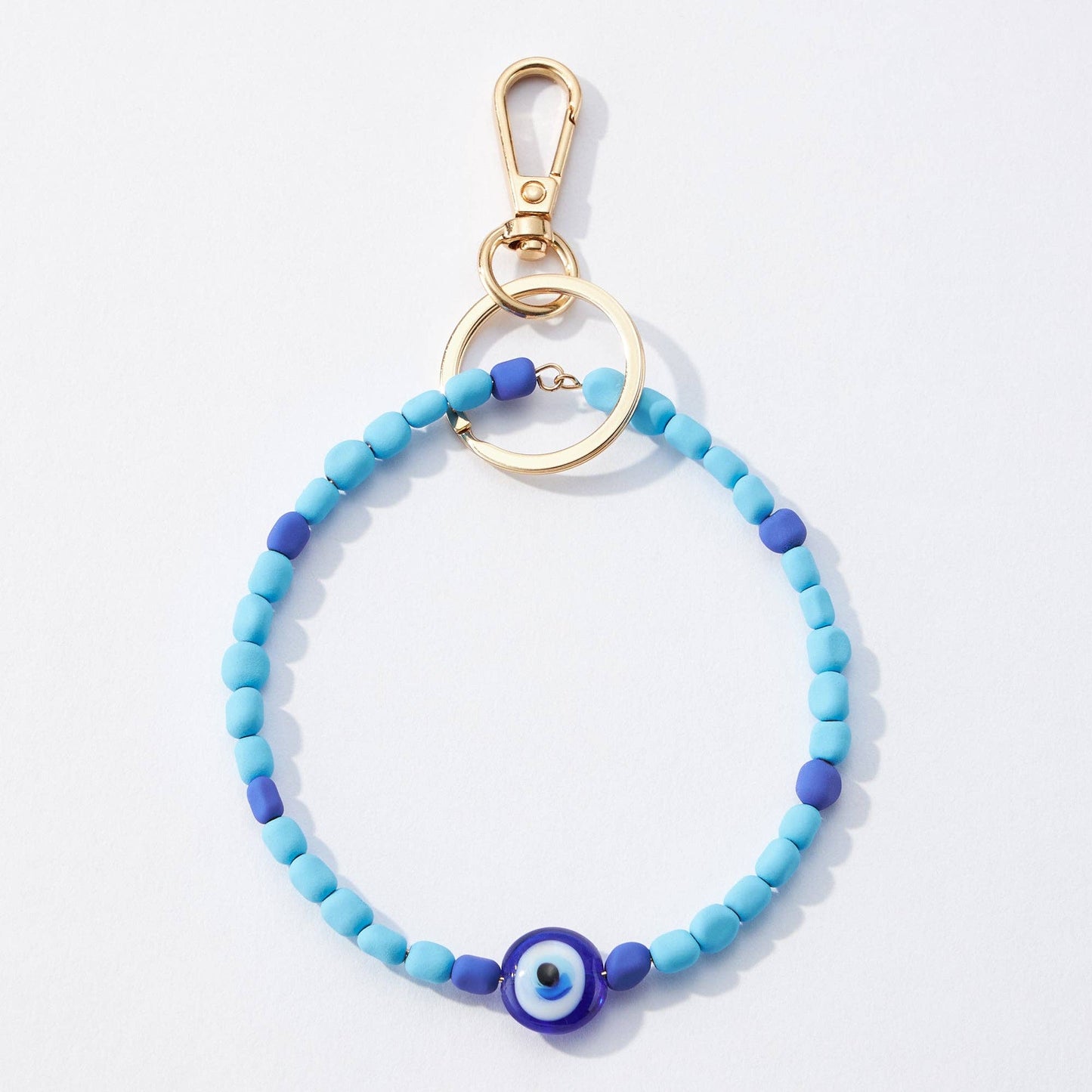 Evil Eye Silicone Coated Wristlet Keychains: GRN