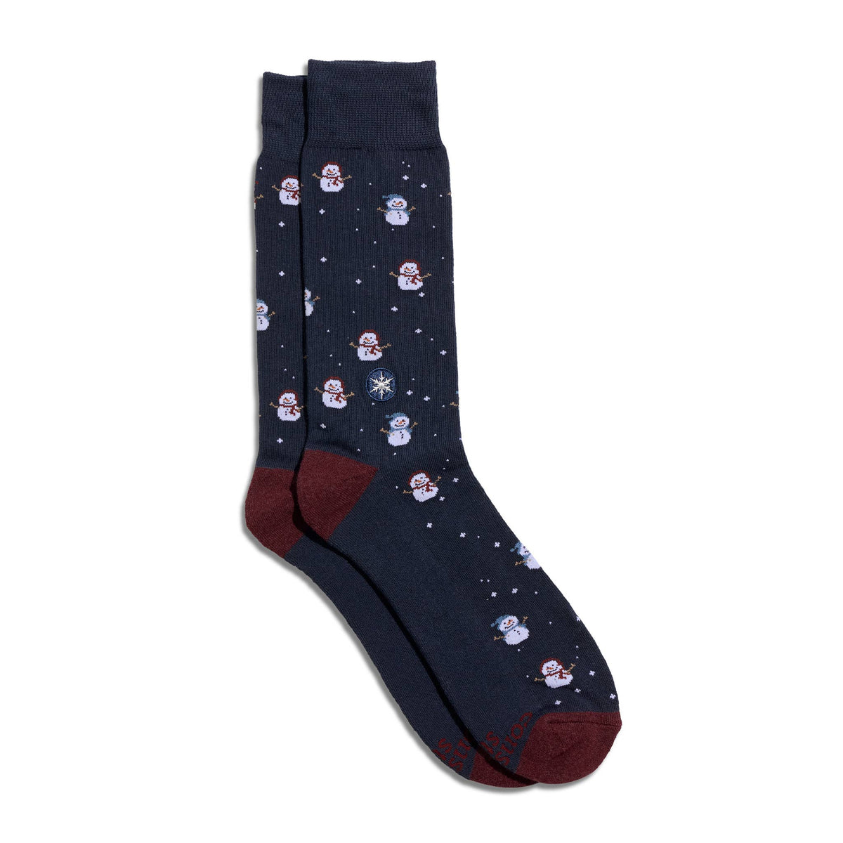 Socks that Give Water | Navy Snowmen - Gifts that Give Back: Medium