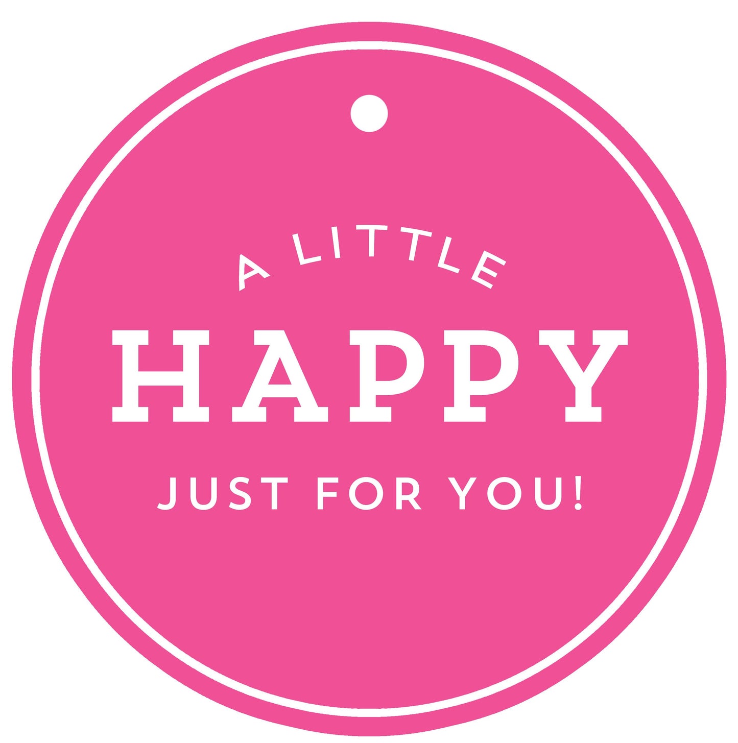 In Stock 3" Round Pink  "HAPPY" Die Cut Gift Tag
