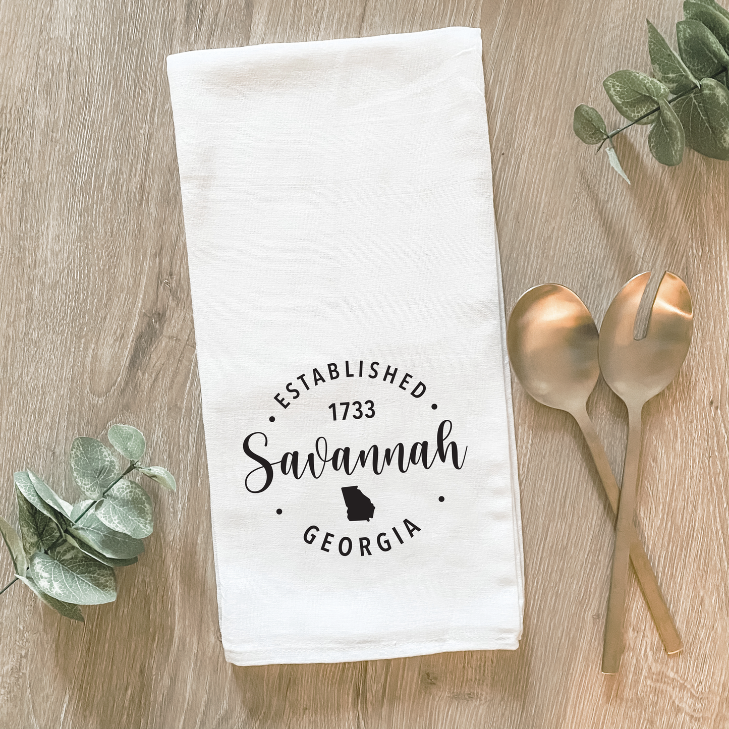 Custom City, State, Est. Date - Cotton Tea Towel