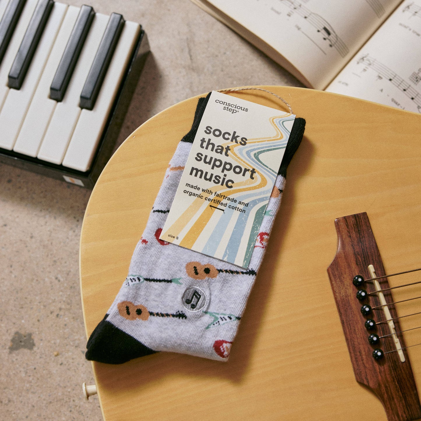 Socks that Support Music (Gray Guitars): Small