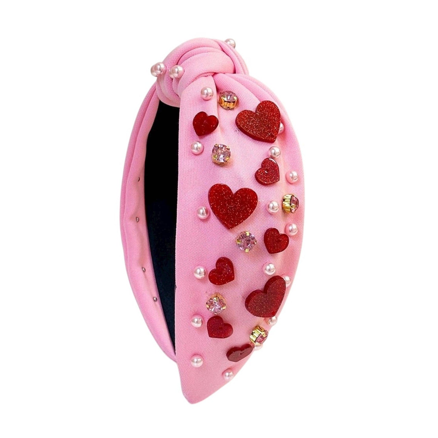 Pink Hearts Aplenty Love Valentine's Day Jewel Knot Headband