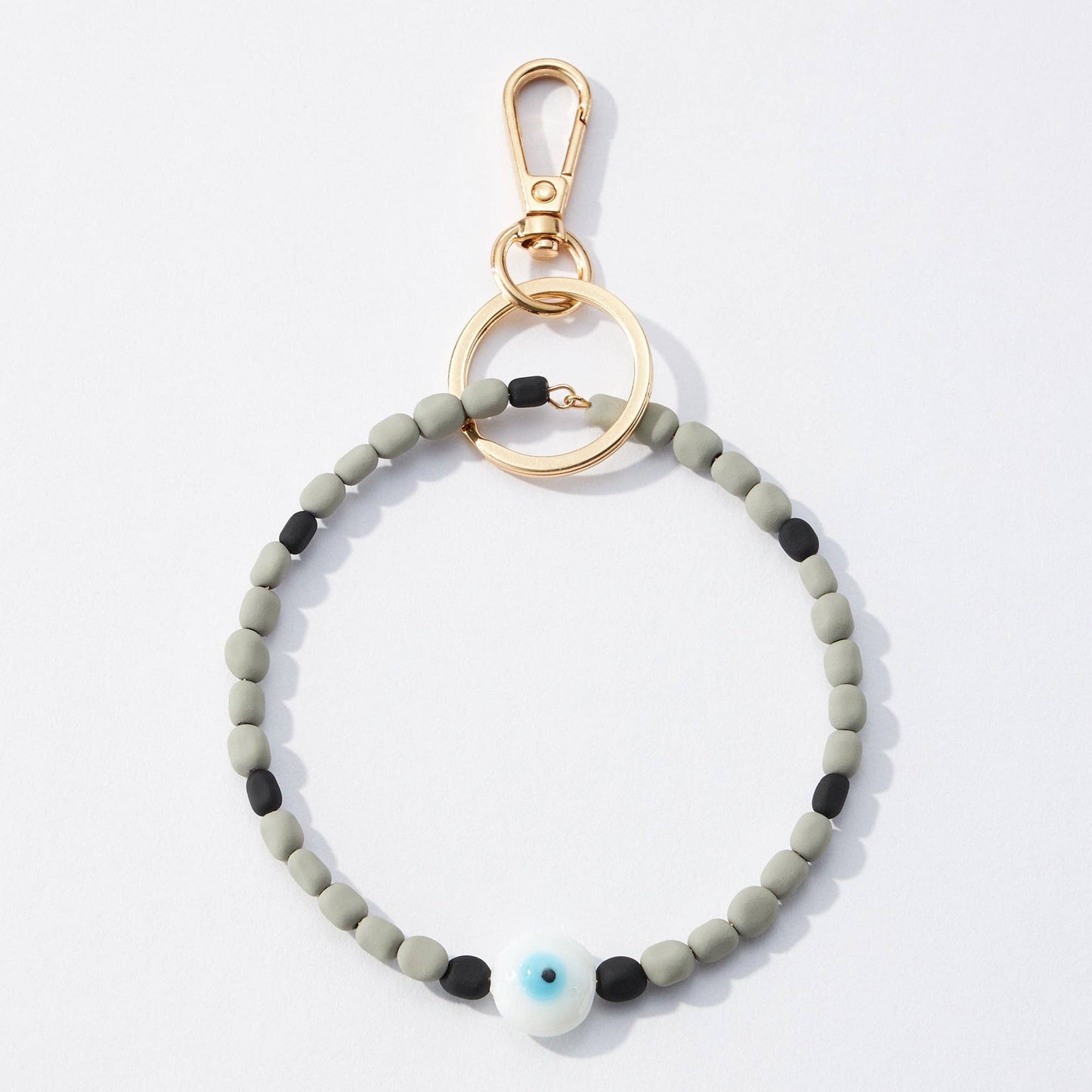 Evil Eye Silicone Coated Wristlet Keychains: GRN