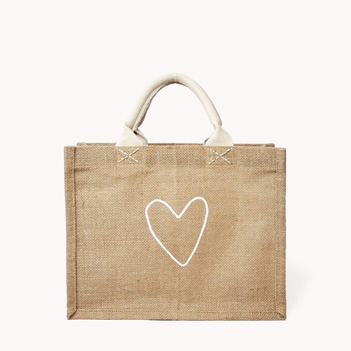 Handmade Burlap Jute Tote • Gift Bag - Love: Without Pompom