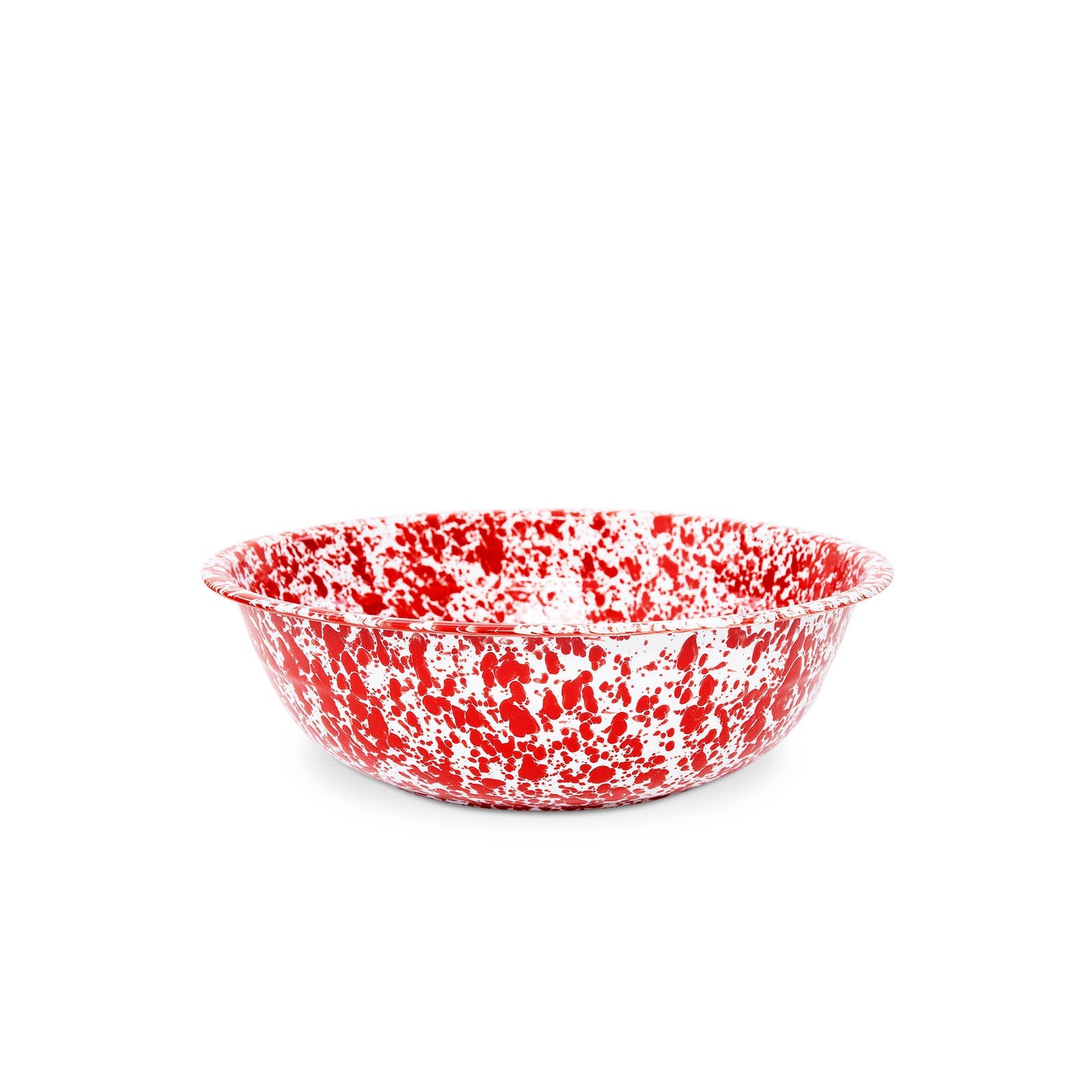 Splatterware - Enamelware Small Basin 4 qt, 12.25": Red & White