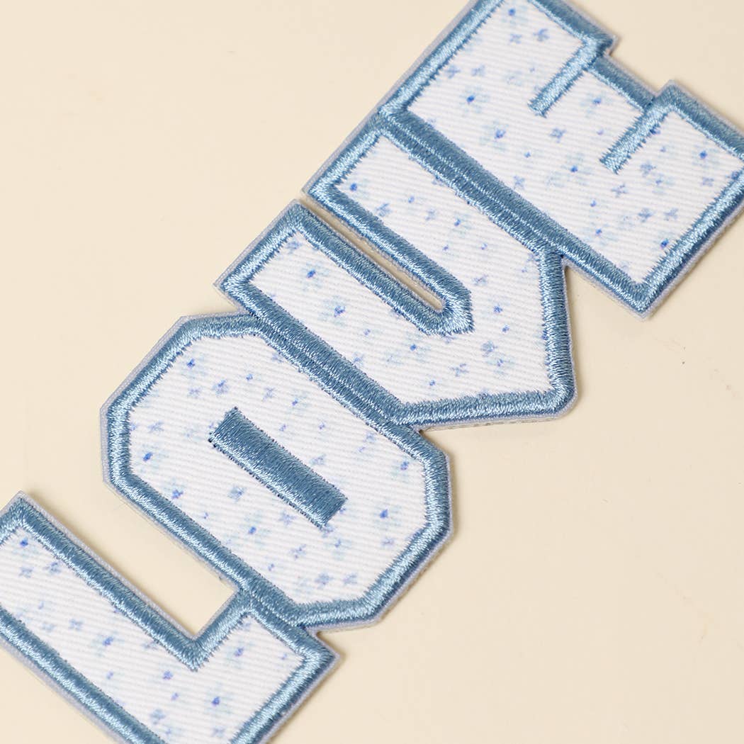 LOVE Embroidered Letter Heat Press Style Patch
: LT BLUE/WHITE / ONE SIZE