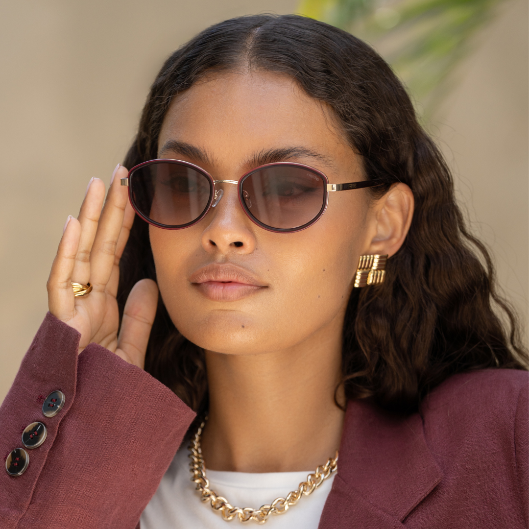 Jordan Acetate Oval Sunglasses  : Burgundy