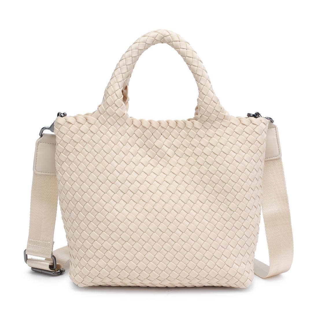 Sky's The Limit Small Woven Neoprene Crossbody: Cream