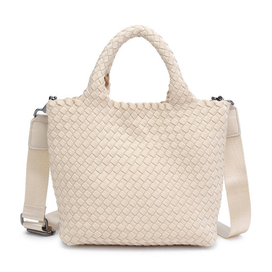 Sky's The Limit Small Woven Neoprene Crossbody: Cream