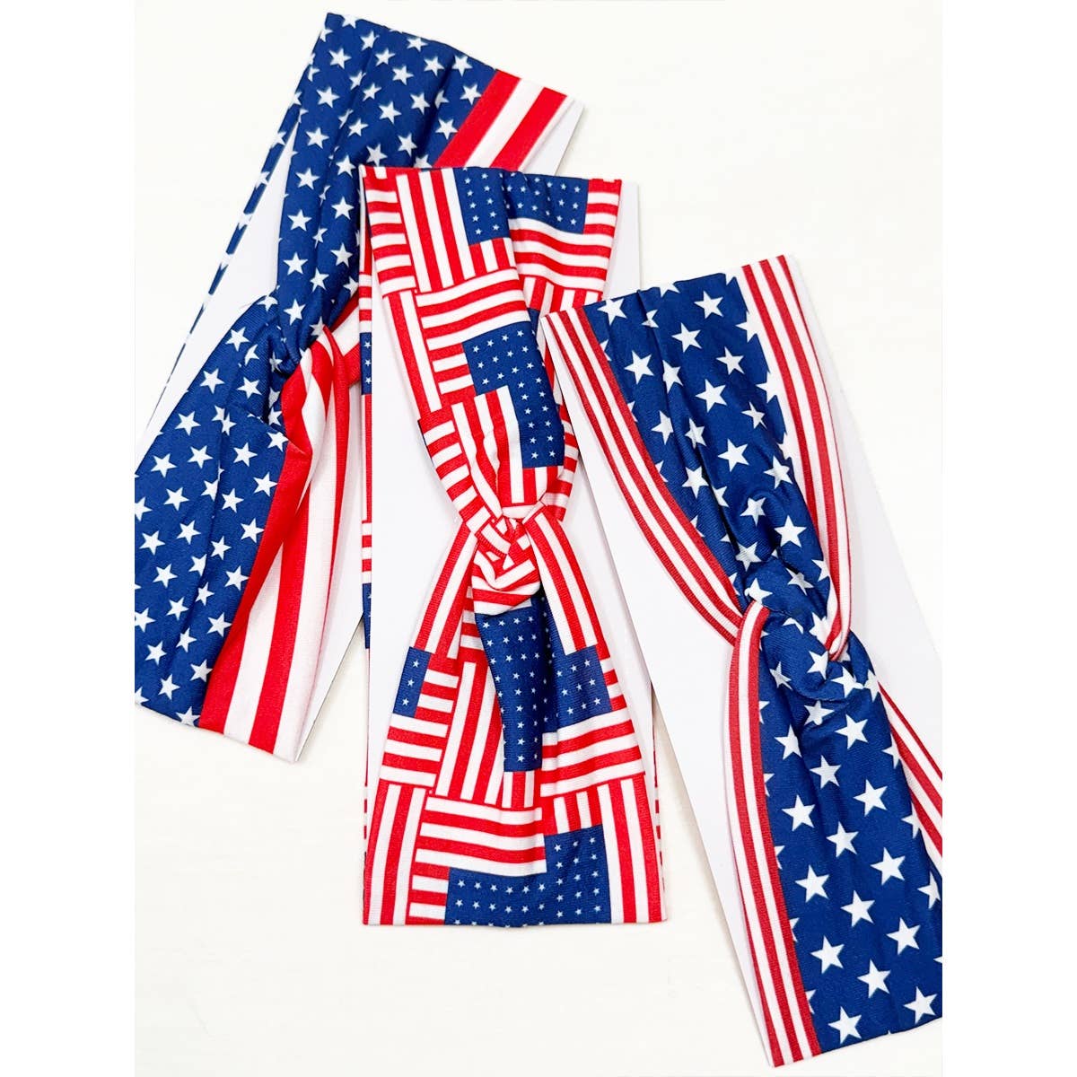 USA Flag American Patriotic Twisted  Head wrap: MIX COLOR / ONE(12)