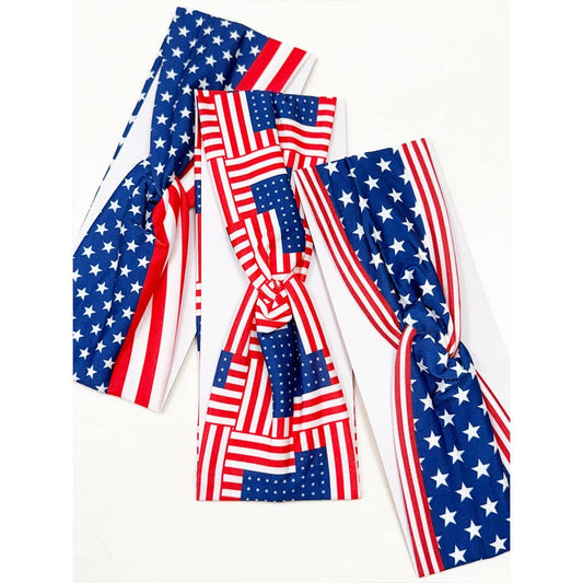 USA Flag American Patriotic Twisted  Head wrap: MIX COLOR / ONE(12)