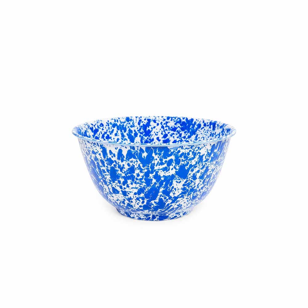 Splatter Enamelware Large Salad Bowl: Blue Splatter