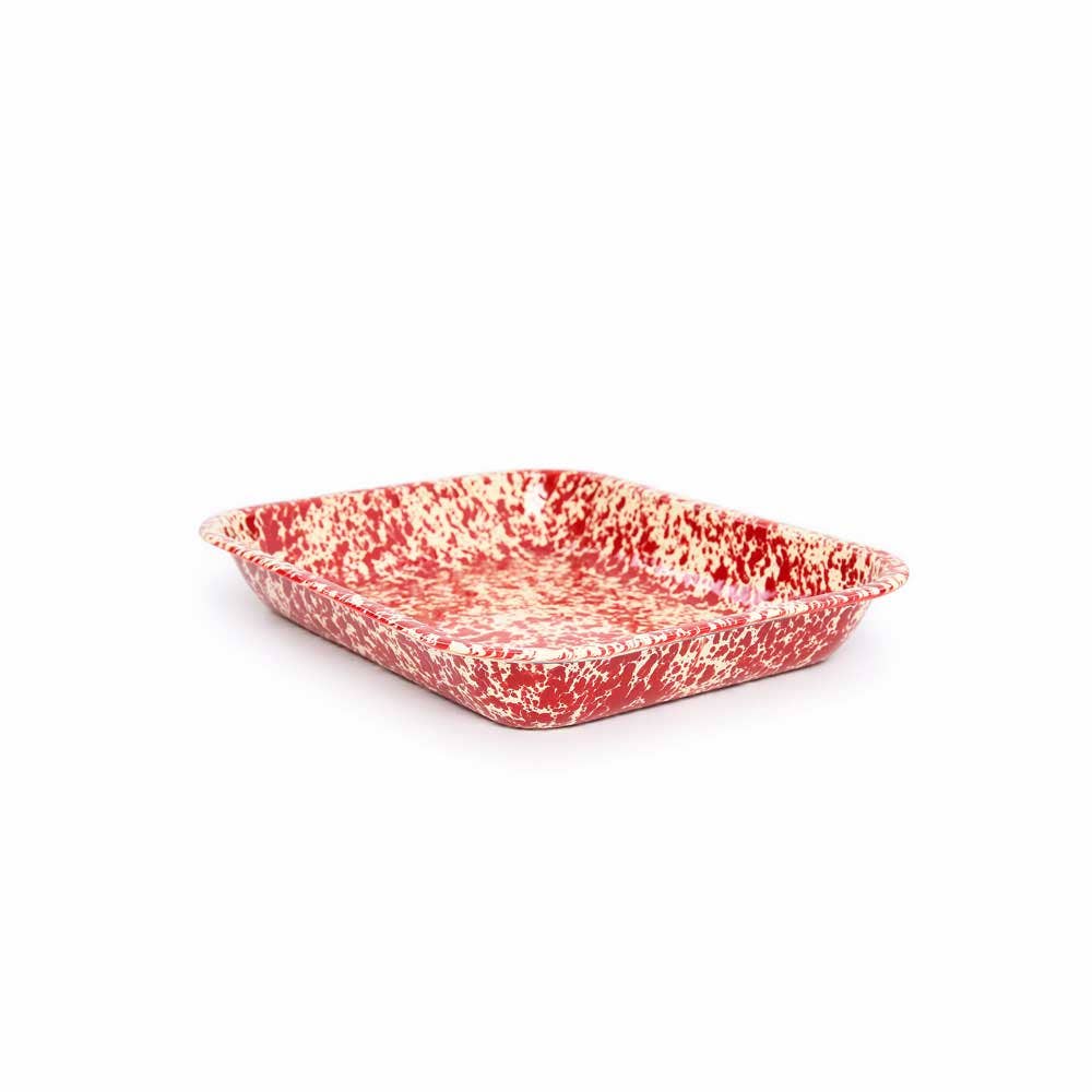 Splatter Enamelware Large Open Roaster: Blue Splatter