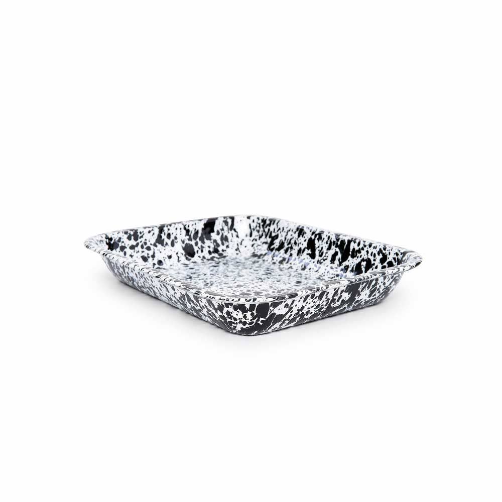 Splatter Enamelware Large Open Roaster: Blue Splatter