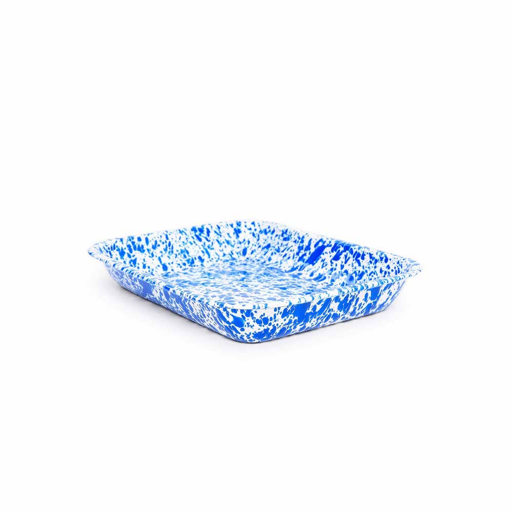 Splatter Enamelware Large Open Roaster: Turquoise Splatter