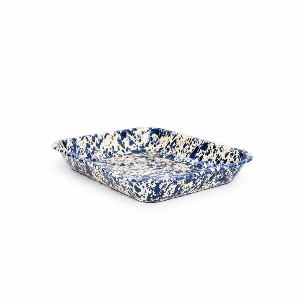 Splatter Enamelware Large Open Roaster: Turquoise Splatter