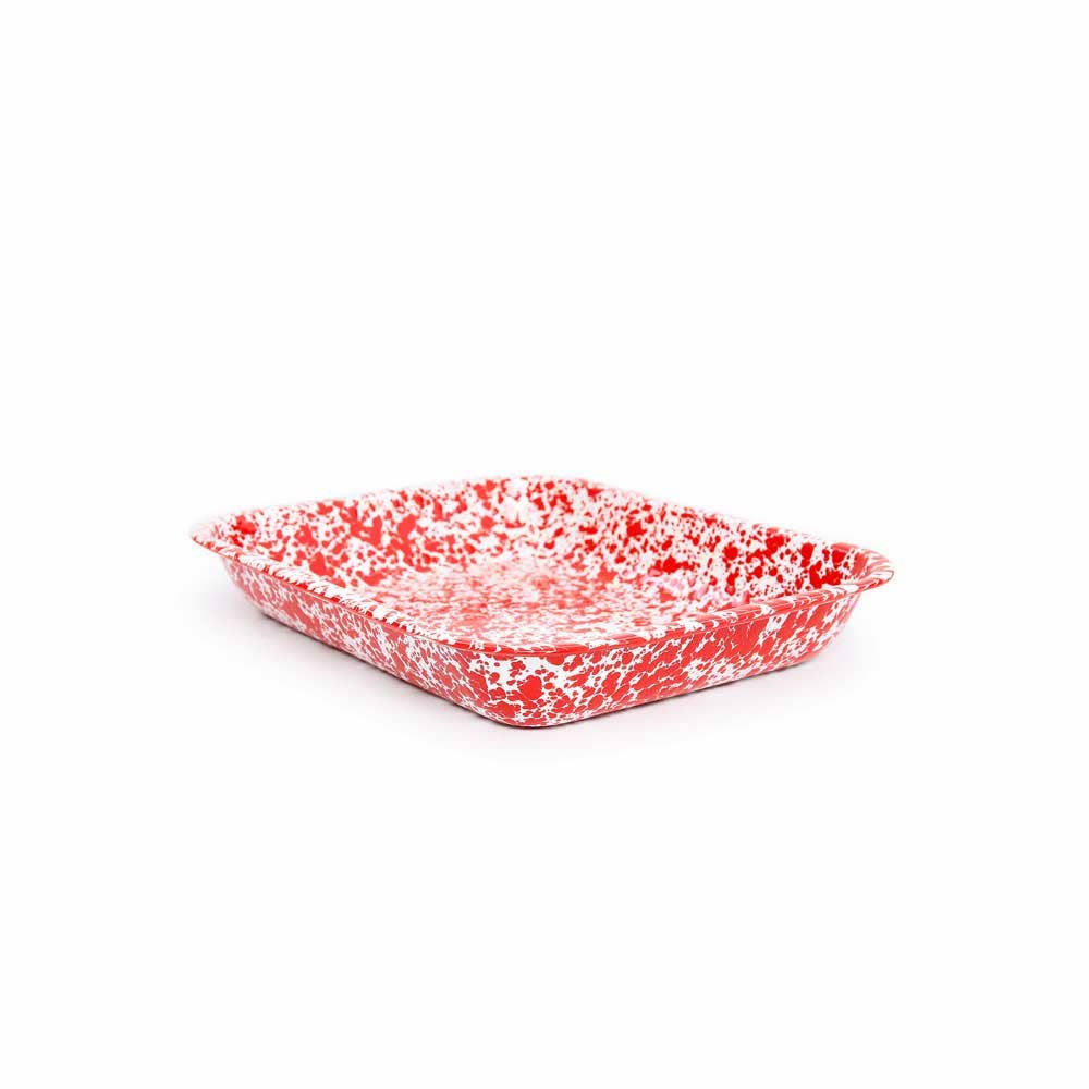 Splatter Enamelware Large Open Roaster: Turquoise Splatter