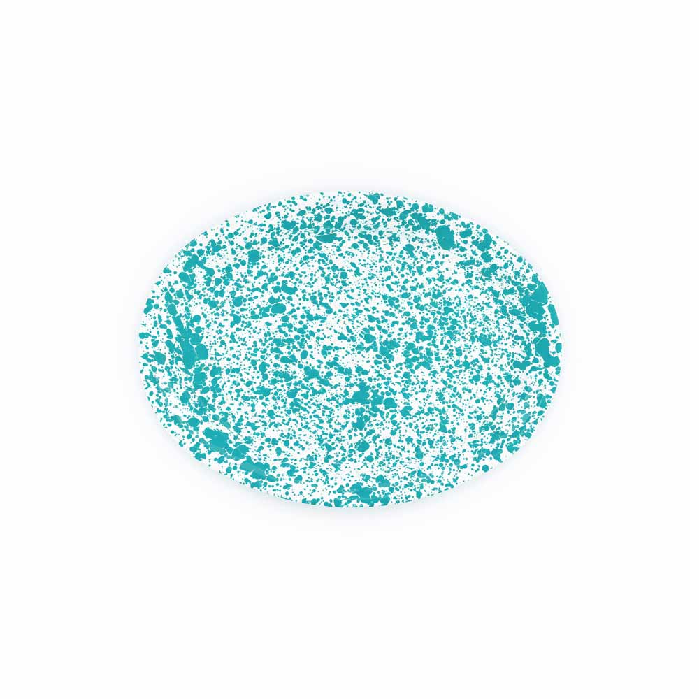 Splatter Enamelware Oval Platter: Turquoise Splatter