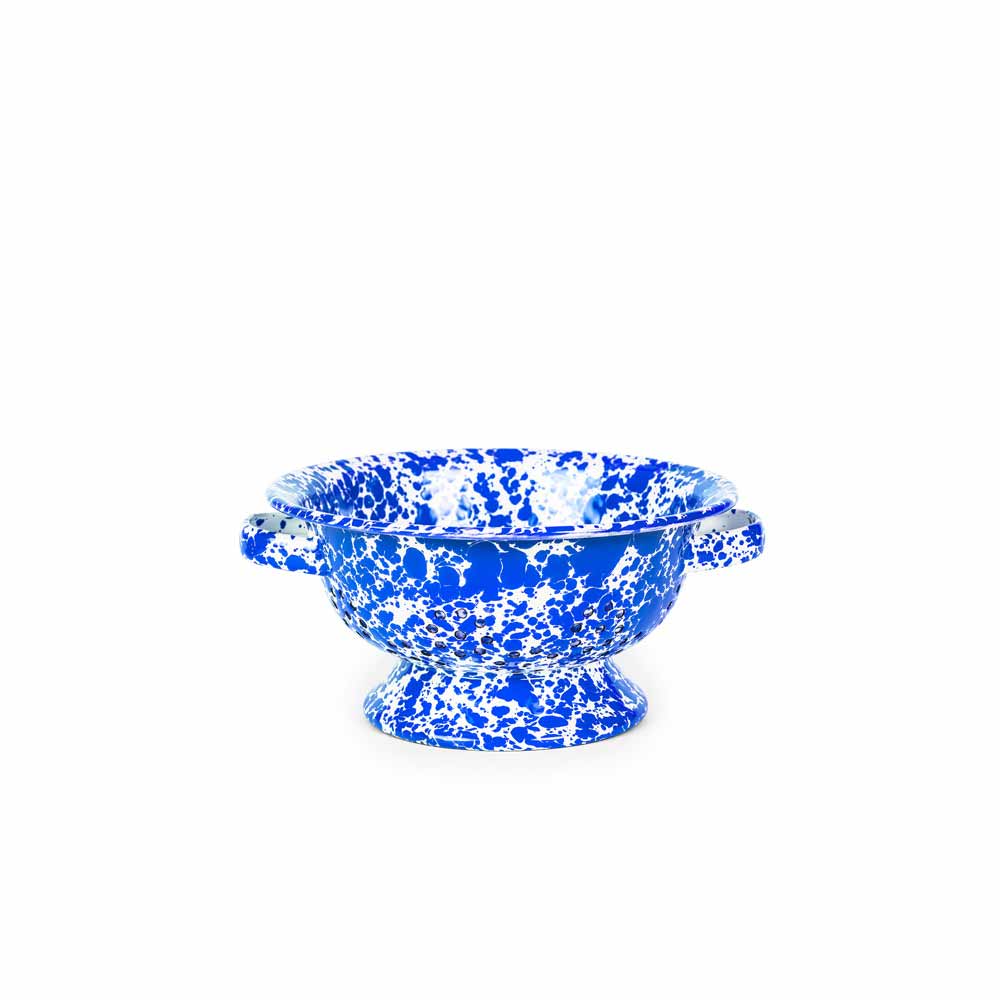 Splatter Enamelware Small Berry Colander: Turquoise Splatter