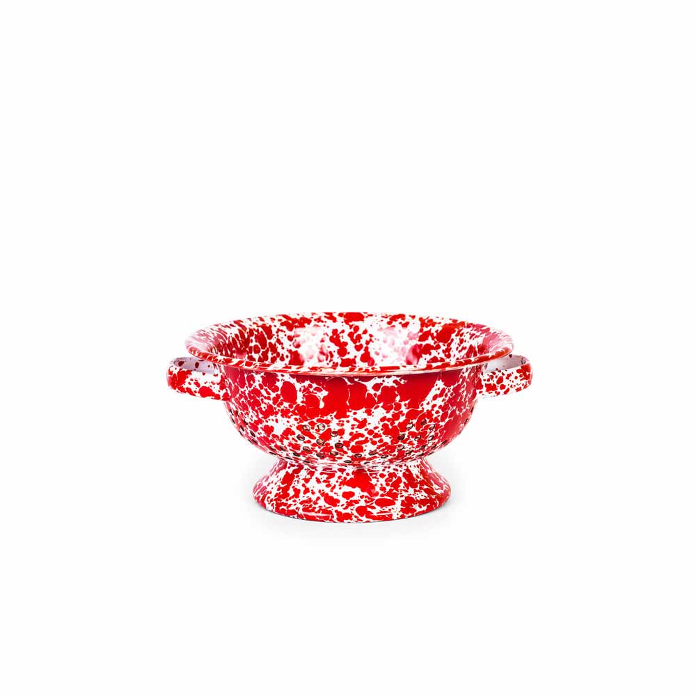 Splatter Enamelware Small Berry Colander: Turquoise Splatter