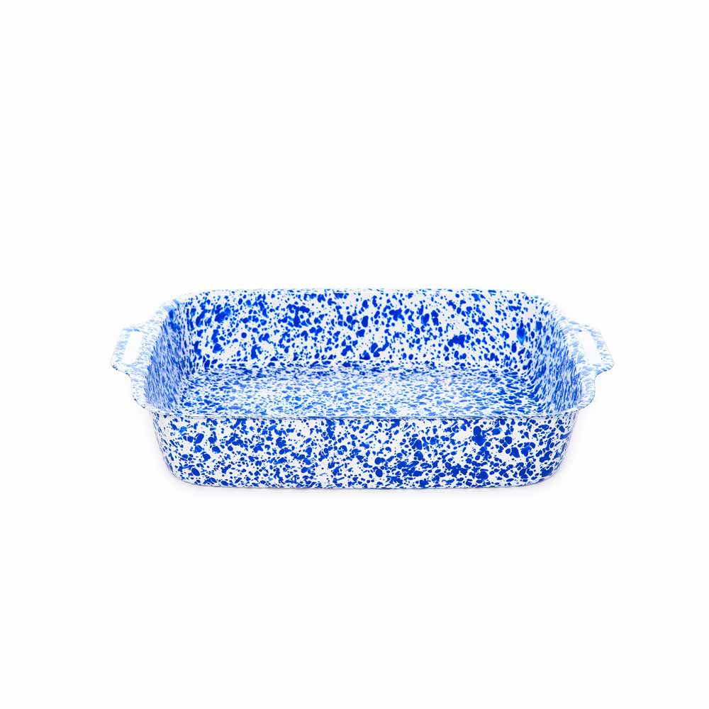 Splatter Enamelware Lasagna Pan: Blue Splatter