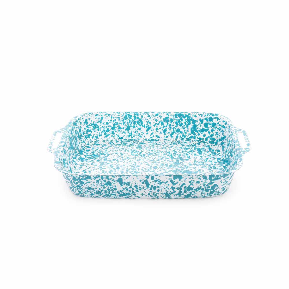 Splatter Enamelware Lasagna Pan: Turquoise Splatter