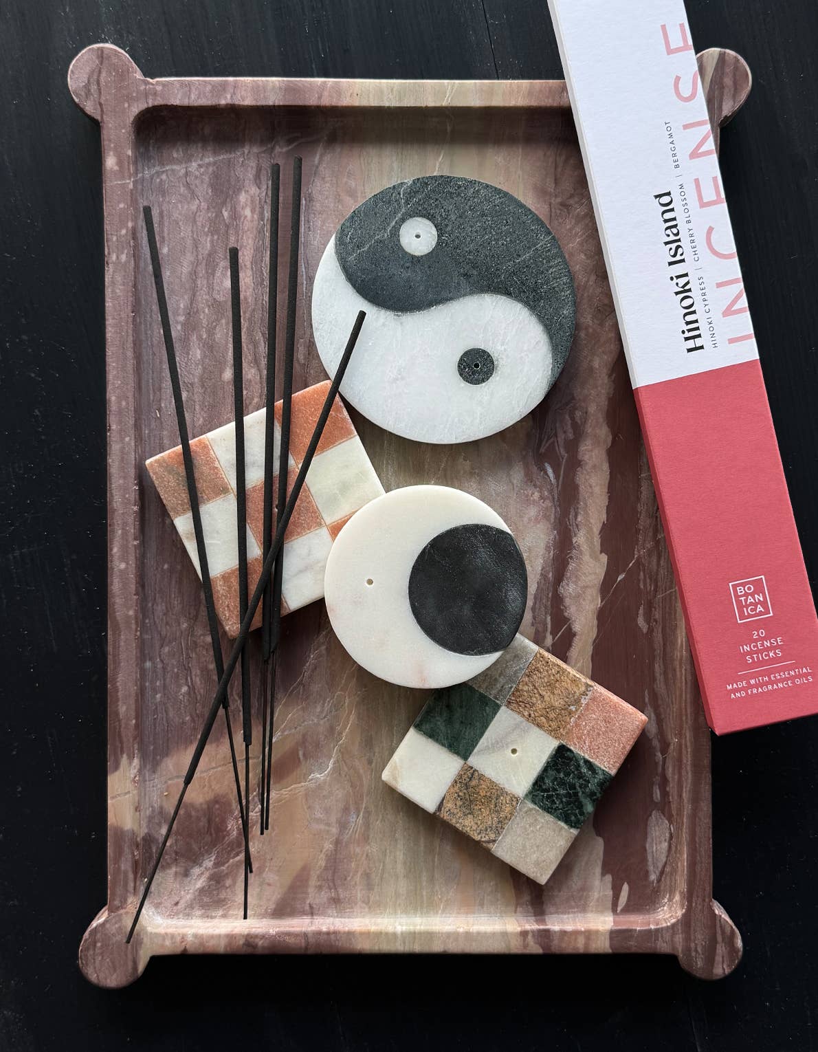 Yin Yang Marble Incense Holder