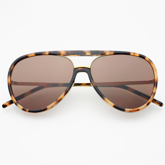 Shay (NEW) Unisex Aviator Sunglasses : Milky Tortoise / Brown