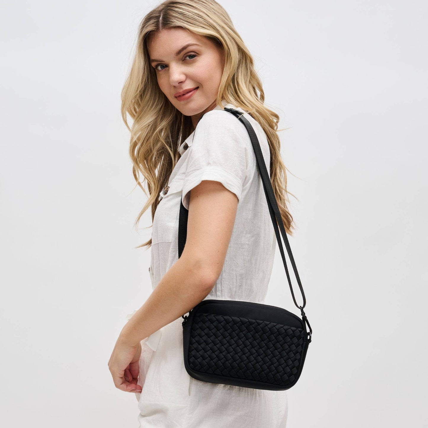 Inspiration Woven Neoprene Crossbody: Black