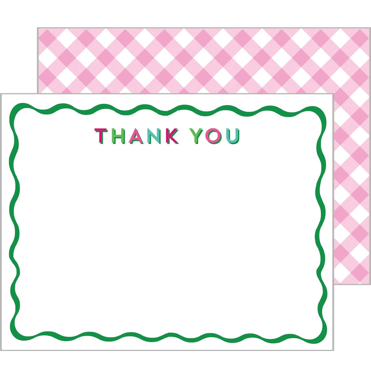 In Stock Flat Notecard | Green Scallop "Thank You"