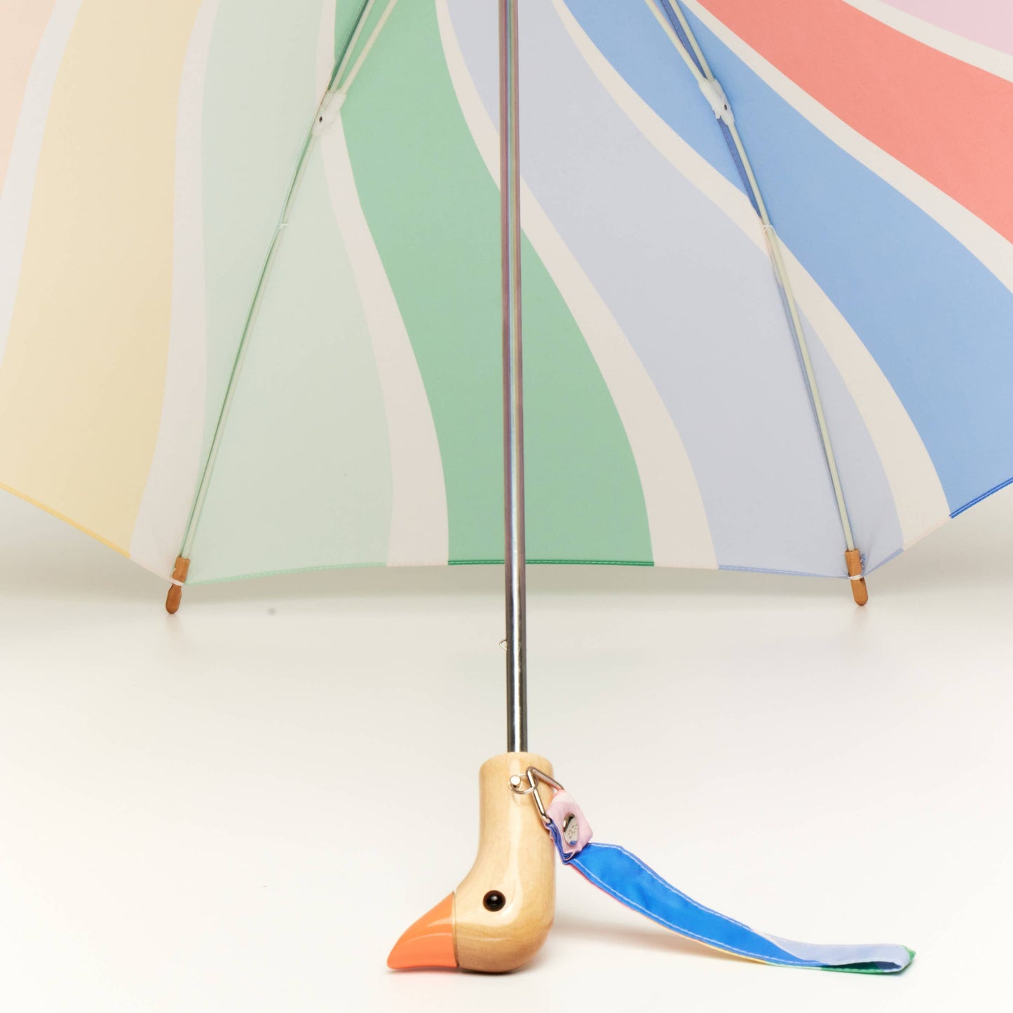 New! Limited Meri Meri Rainbow Stripes Kids Duck Umbrella: Pink