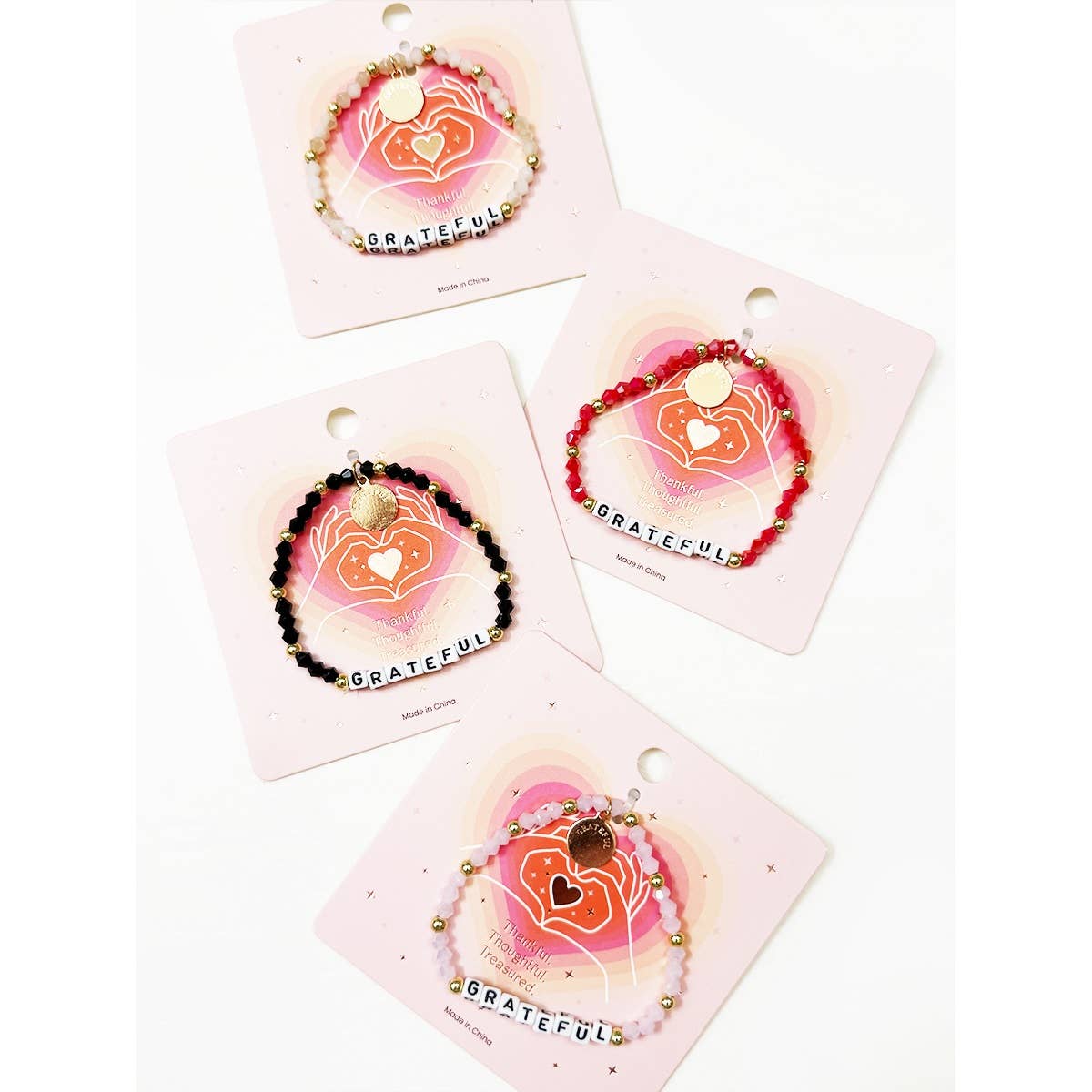 4-Kind Mix Beads Grateful Inpirational Bracelet: MIX COLOR / ONE(12)