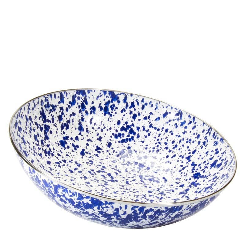Golden Rabbit Enamelware Swirl Catering Bowl: Cobalt Swirl
