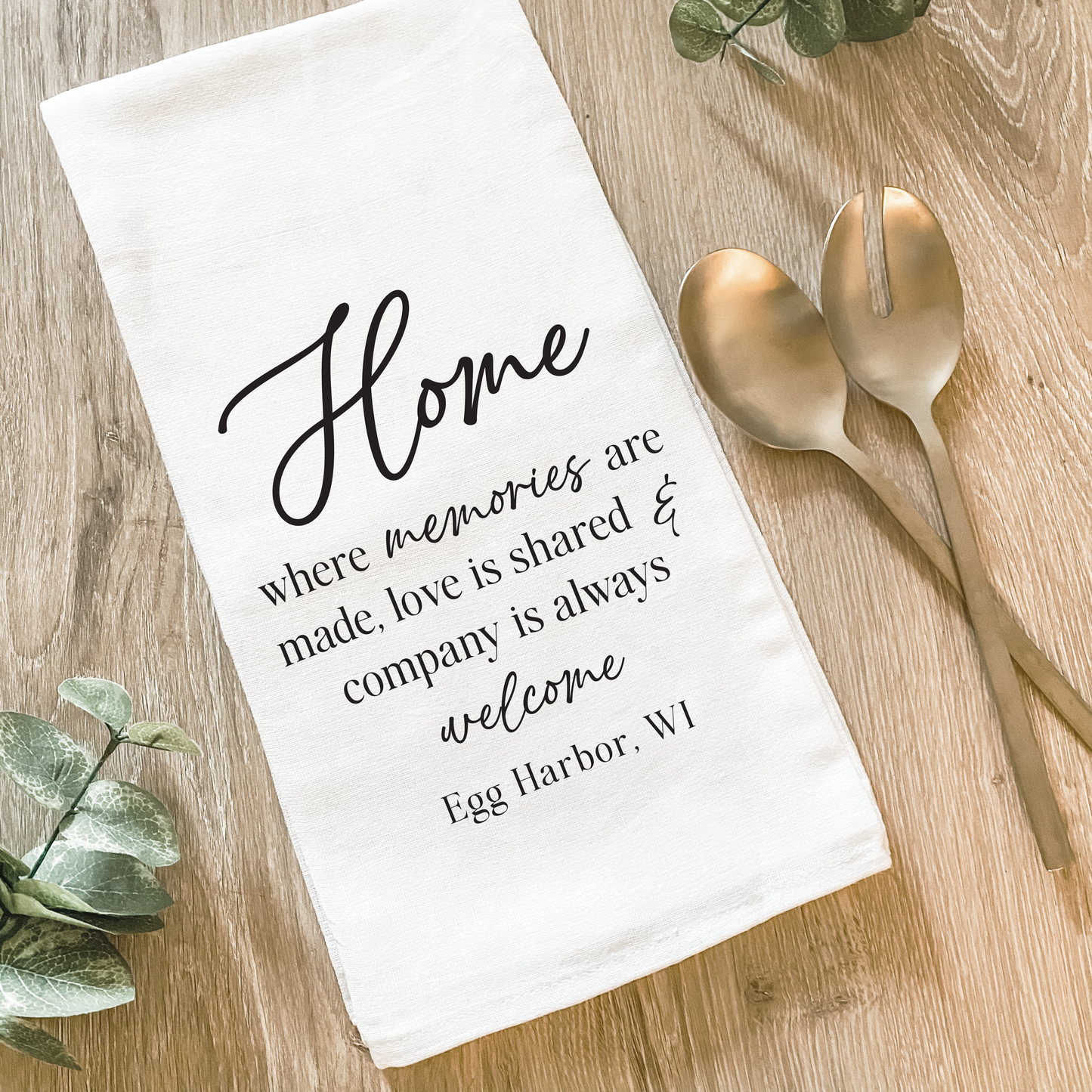 Custom Home Saying with City/State - Cotton Tea Towel