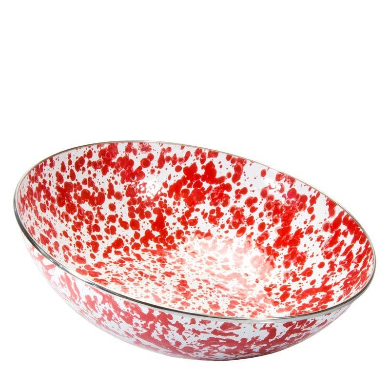 Golden Rabbit Enamelware Swirl Catering Bowl: Cobalt Swirl