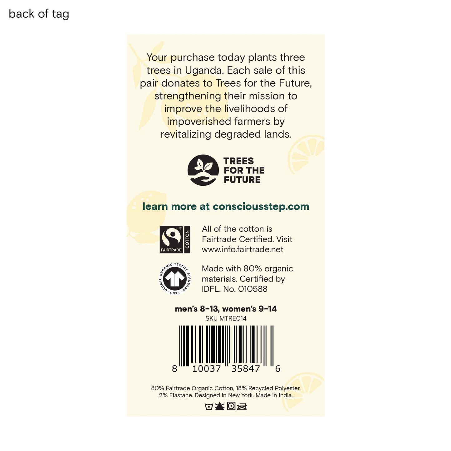 Socks that Plant Trees (Beige Lemons): Small